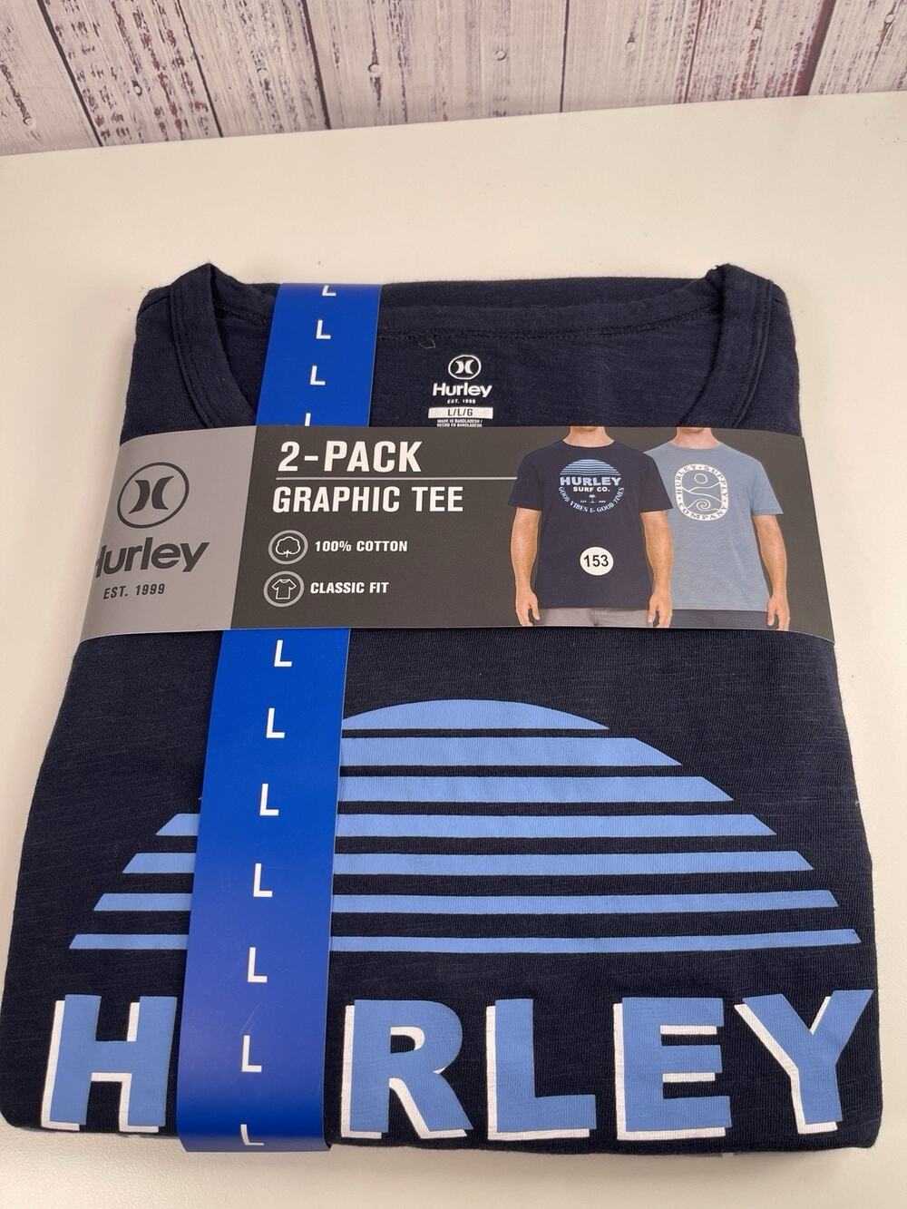 Hurley Men's Graphic Tee 2-pack Classic Fit,‎ Light Blue/Navy, Size- L